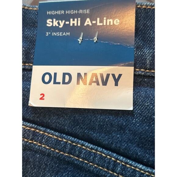 NWT Old Navy Women's Dark Blue Denim Shorts Sky-Hi A-Line Size 2 - Picture 4 of 6